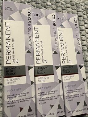 ion Permanent Creme Hair Color 2B Midnight Blue Black - Triple Pack